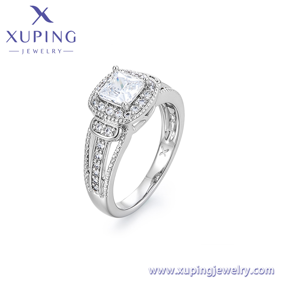 silver tone princess cut halo cubic zirconia engagement ring for women